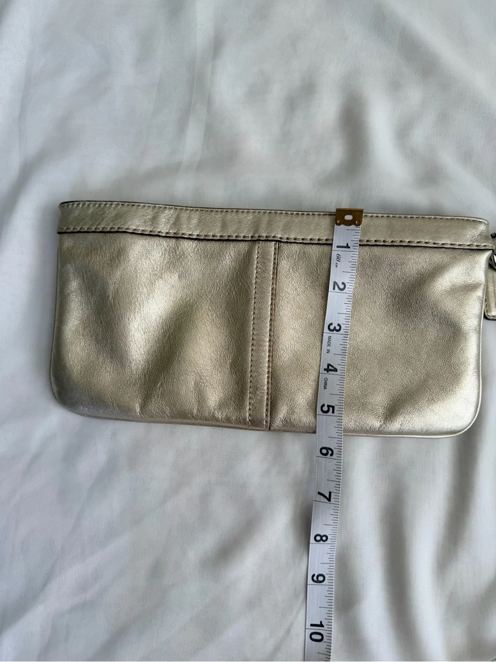 Coach Metallic Leather Wristlet Clutch - Gold